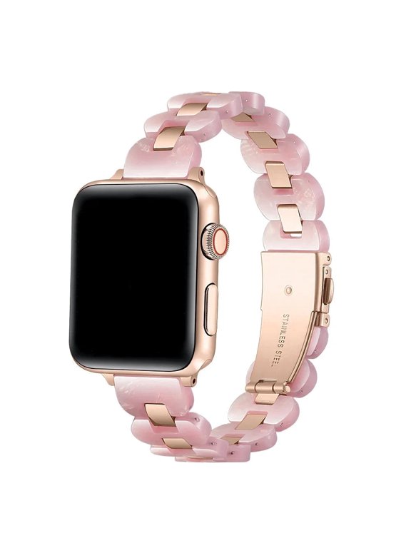 Aria Resin Stainless Steel Replacement Apple Watch Band (Fits All Models) in Pink Tortoise