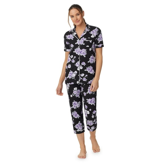 Aria Short Sleeve 100% Cotton Notch Collar Pajama Set with Pockets, Women’s Sizes S-4X