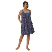 Aria Sleeveless Short 100% Cotton Nightgown with Pockets in 36",Women's Sizes S-5X