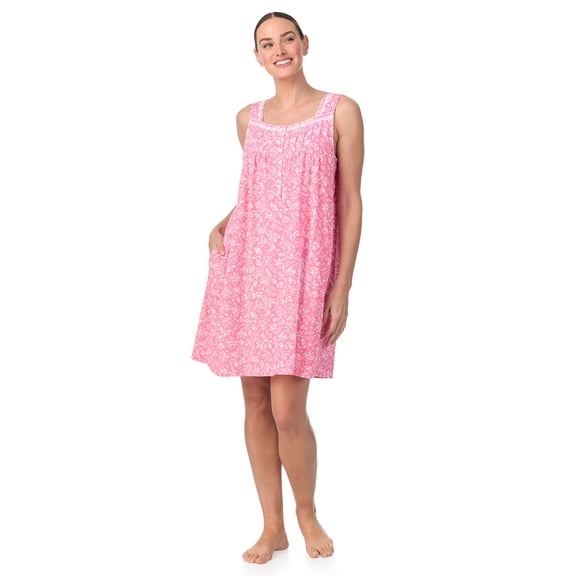 Aria Sleeveless 100% Cotton Nightgown with Pockets in 36",Women's Sizes XS-5X
