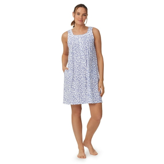Aria Sleeveless 100% Cotton Nightgown with Pockets in 36",Women's Sizes XS-5X