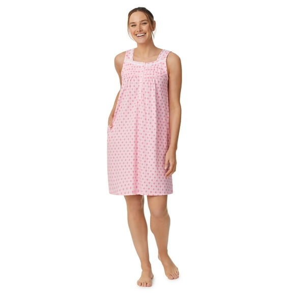 Aria Sleeveless 100% Cotton Nightgown with Pockets in 36",Women's Sizes XS-5X