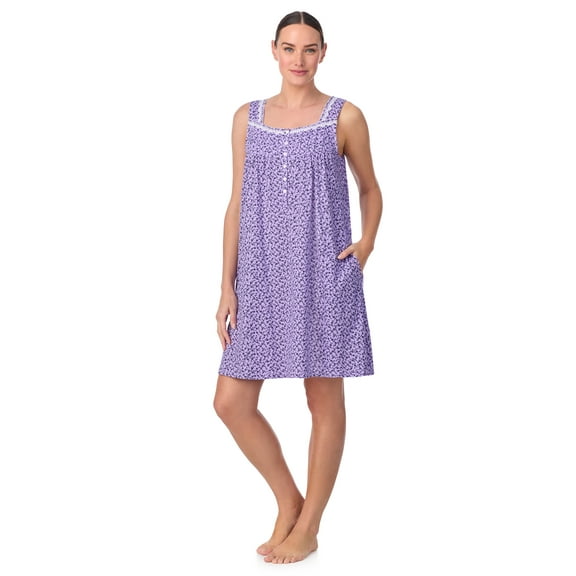 Aria Sleeveless 100% Cotton Nightgown with Pockets in 36",Women's Sizes XS-5X