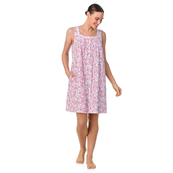 Aria Sleeveless 100% Cotton Nightgown with Pockets in 36",Women's Sizes XS-5X