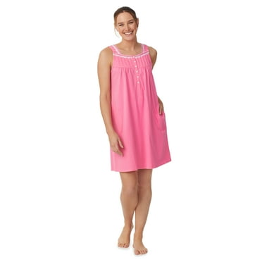 Aria Sleeveless 100% Cotton Nightgown with Pockets in 36",Women's Sizes XS-5X