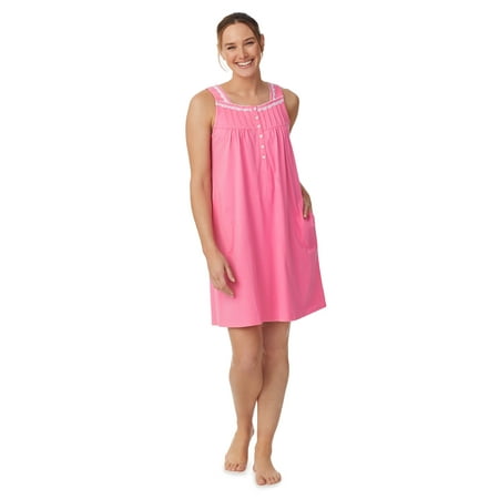 Aria Sleeveless 100% Cotton Nightgown with Pockets in 36",Women's Sizes XS-5X