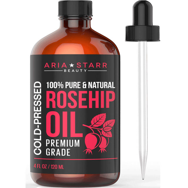 Aria Starr Rosehip Seed Oil Cold Pressed For Face, Skin & Scars - 100% Pure Natural Moisturizer 4oz