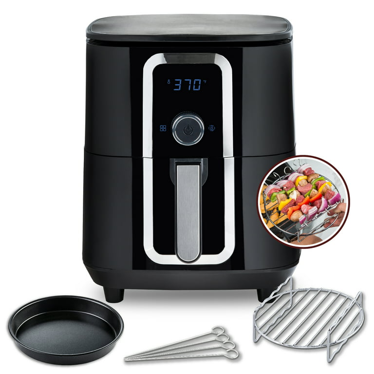 Aria Teflon-Free 7Qt Ceramic Air Fryer with 2-Tier Stainless Steel