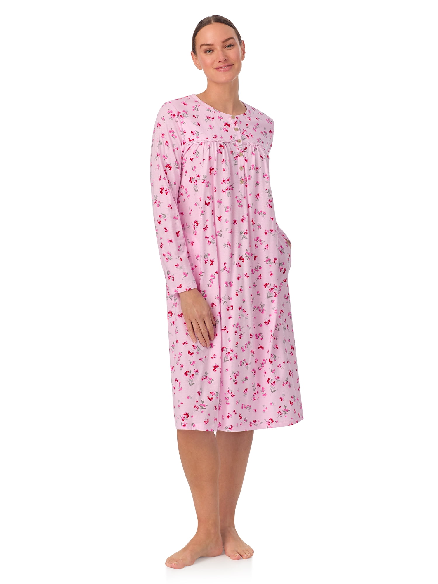 Aria Women s 100 Cotton Long Sleeve Ballet Nightgown Sizes XS 5X Walmart