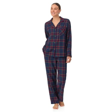Aria Women’s 100% Cotton Flannel Notch Collar Pajama Set, Sizes XS-3X