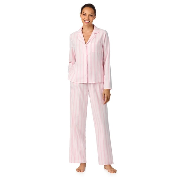 Aria Women's 100% Cotton Flannel Long Sleeve Notch Collar Pajama Set, Sizes XS-XXL