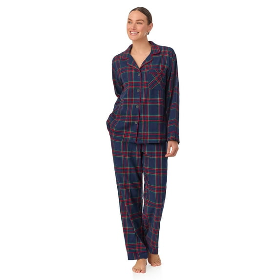 Aria Women’s 100% Cotton Flannel Notch Collar Pajama Set, Sizes XS-3X