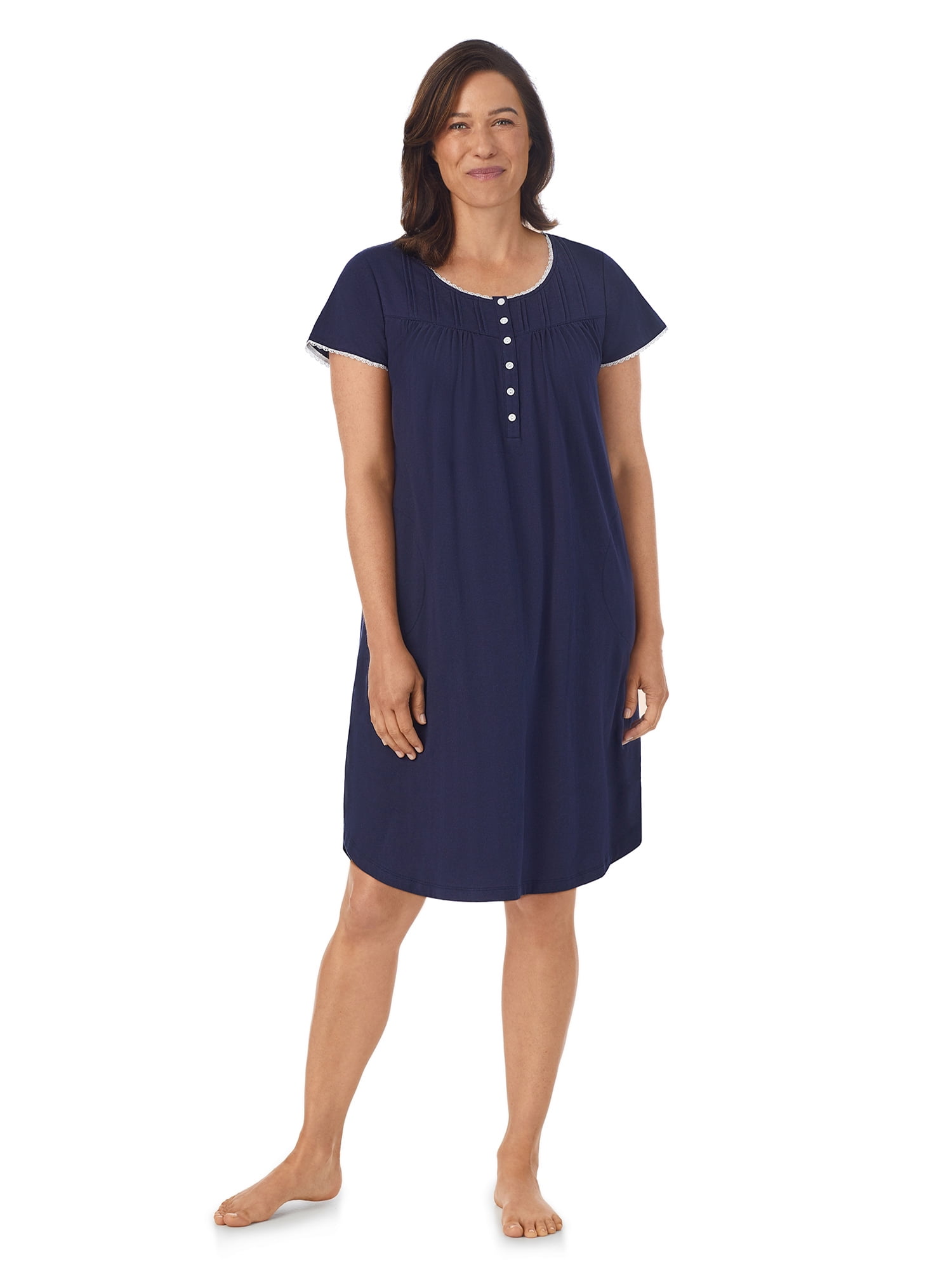 Aria Women's 100 Cotton Flutter Sleeve Scoop Neck Nightgown with