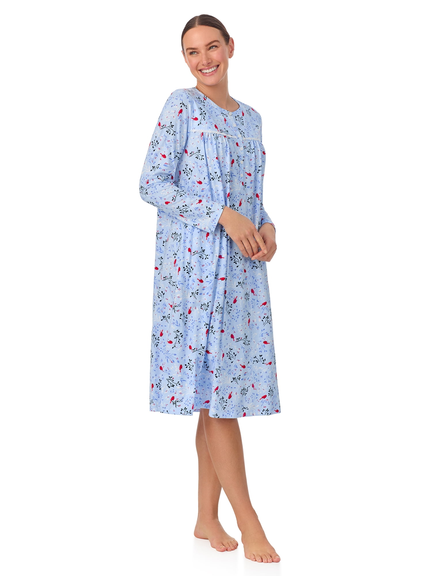 Aria Women’s 100% Cotton Long Sleeve Ballet Nightgown, Sizes XS-5X