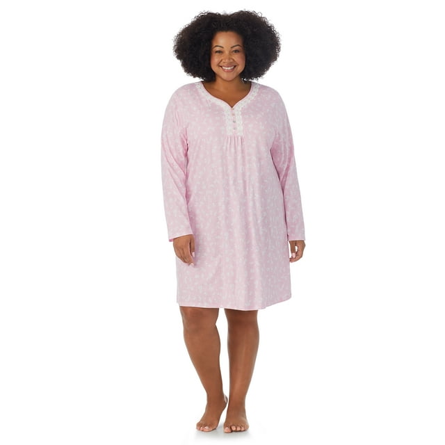 Aria Women's 100 Cotton Long Sleeve VNeck Nightgown, Sizes S3X