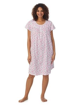 Women Nightwear Button Down Sleepshirt Satin 3/4 Sleeve Nightshirt