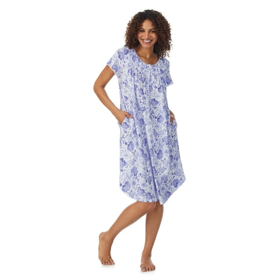 Aria 100% Cotton Short Sleeve Scoop Neck Nightgown with Pockets, Women’s sizes S-5X