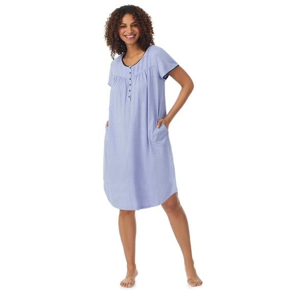 Aria 100% Cotton Short Sleeve Scoop Neck Nightgown with Pockets, Women’s sizes S-5X
