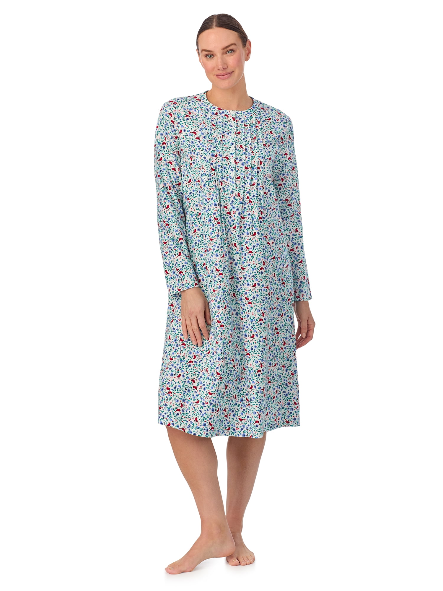 Aria Women’s 100% Cotton Woven Flannel Long Sleeve Nightgown, Sizes XS-5X
