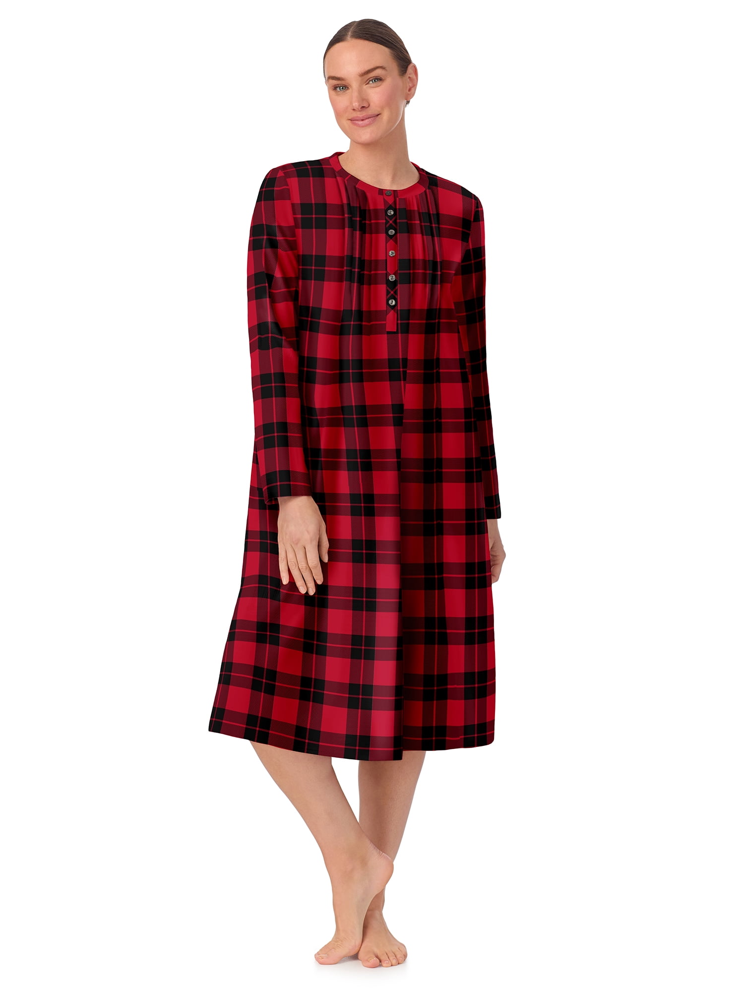 Aria Women’s 100% Cotton Woven Flannel Long Sleeve Nightgown, Sizes XS-5X