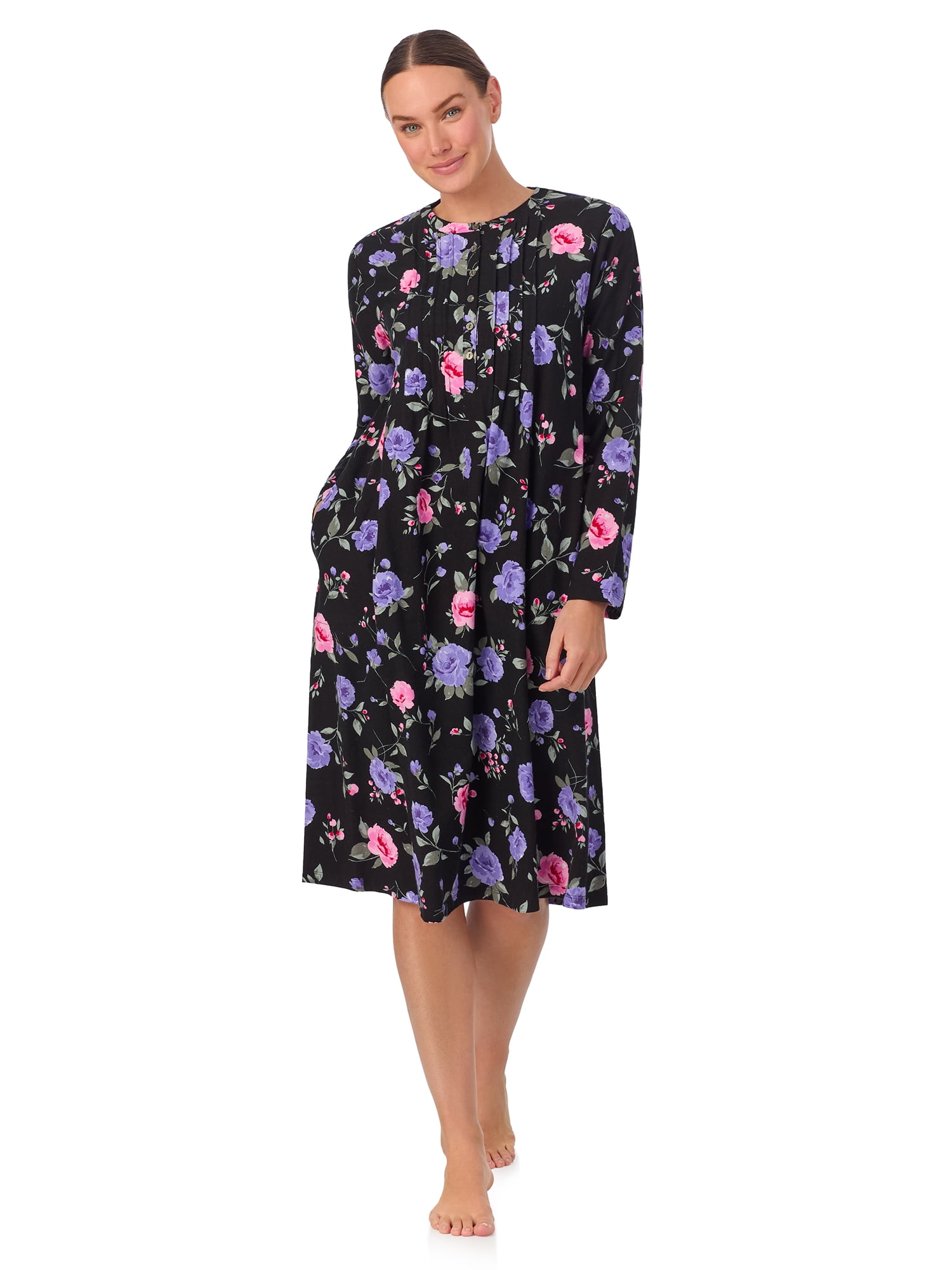 Aria Women’s 100% Cotton Woven Flannel Long Sleeve Nightgown, Sizes XS-5X