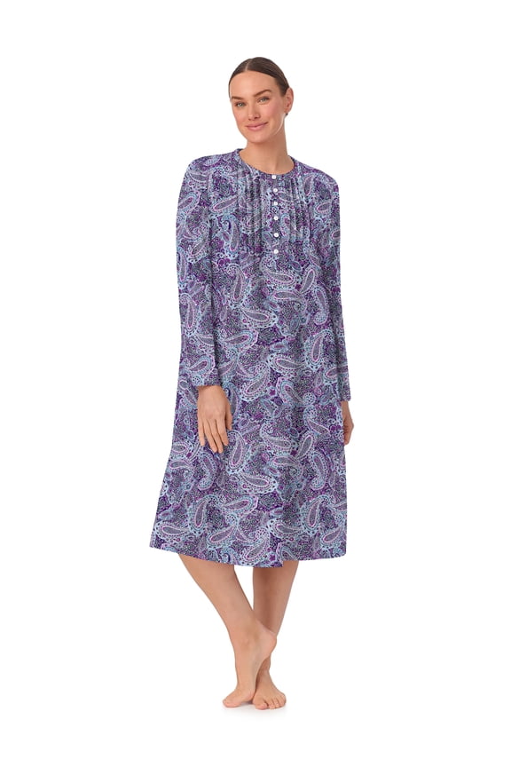 Women’s 100% Cotton Woven Flannel Long Sleeve Nightgown, Sizes XS-5X