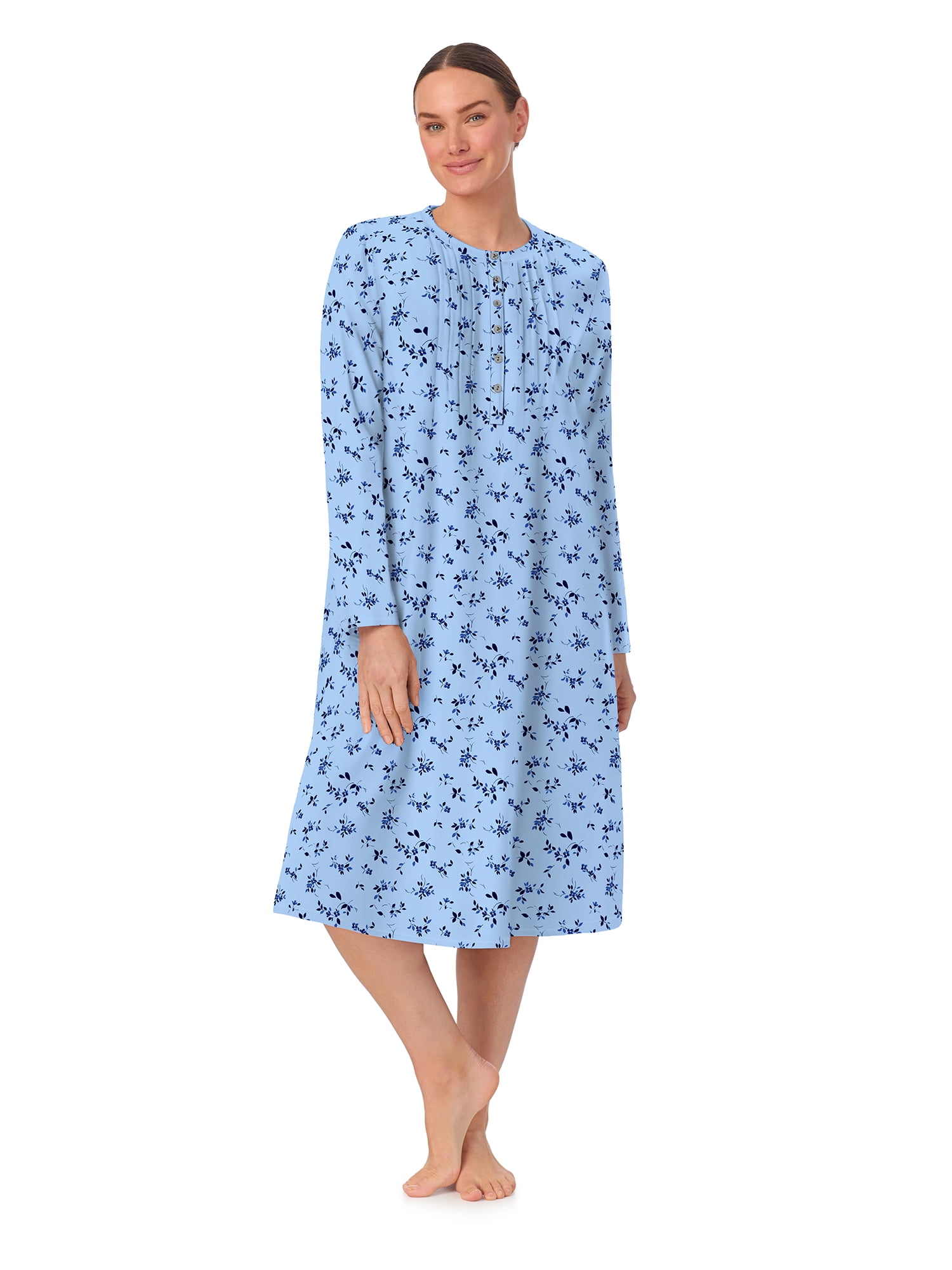 Aria Women’s 100% Cotton Woven Flannel Long Sleeve Nightgown, Sizes XS-5X