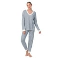 thumbnail image 1 of Aria Women’s Brushed Jersey V-Neck Long Sleeve and Jogger 2pc Sleepwear Set, Sizes XS-4X, 1 of 8