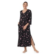 Aria Women's Brushed Knit 3/4 Sleeve V-Neck Lounger Nightgown with Pockets, Sizes S to 5X
