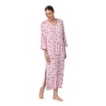 thumbnail image 1 of Aria Women's Brushed Knit 3/4 Sleeve V-Neck Lounger Nightgown with Pockets, Sizes XS to 5X, 1 of 7
