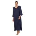 thumbnail image 1 of Aria Women's Sweater Knit 3/4 Sleeve V-Neck Lounger Nightgown with Pockets, Sizes XS to 5X, 1 of 5