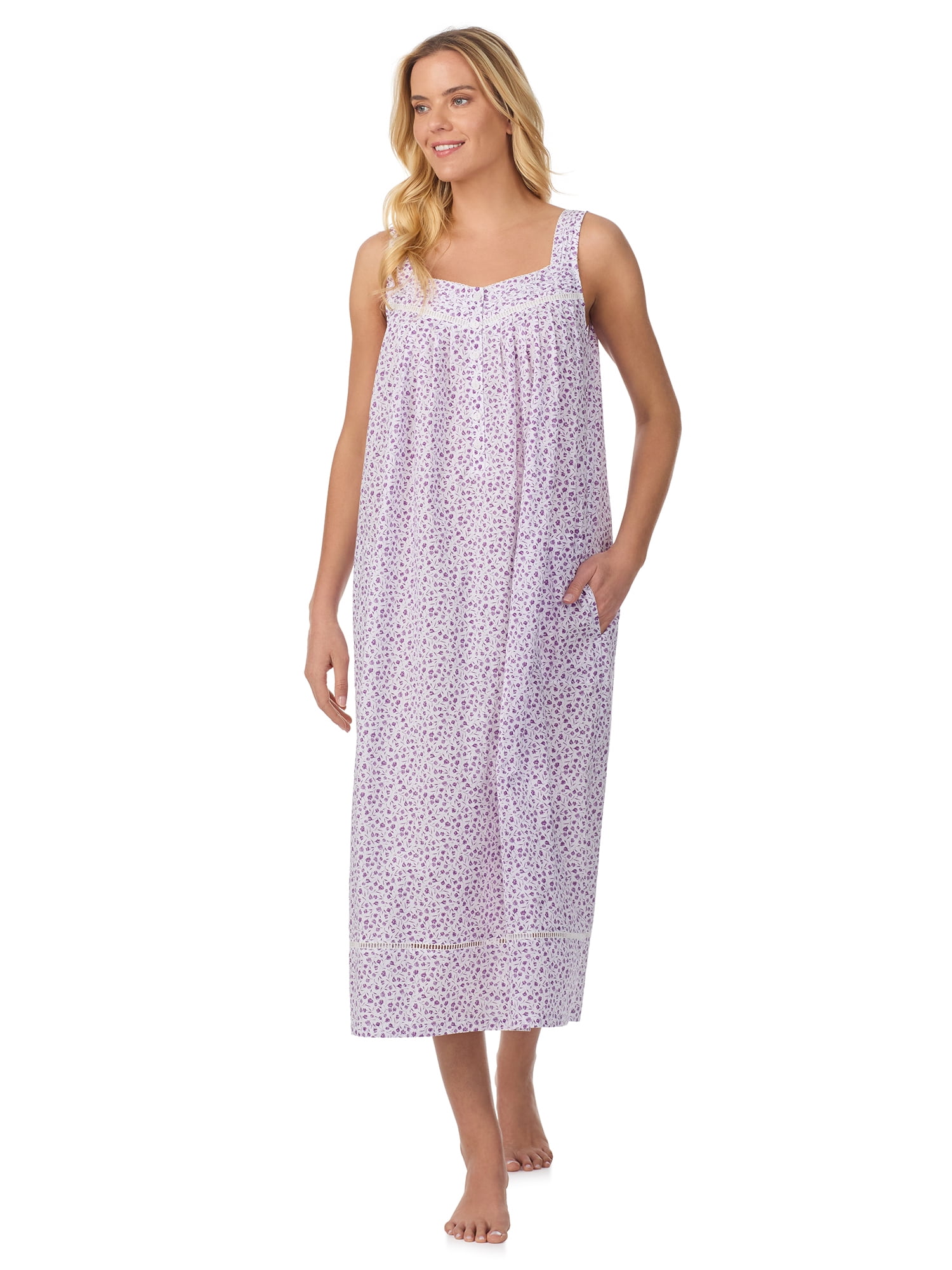 Aria Women's Lightweight Cotton Woven 50" Ballet Nightgown, Sizes XS-5X