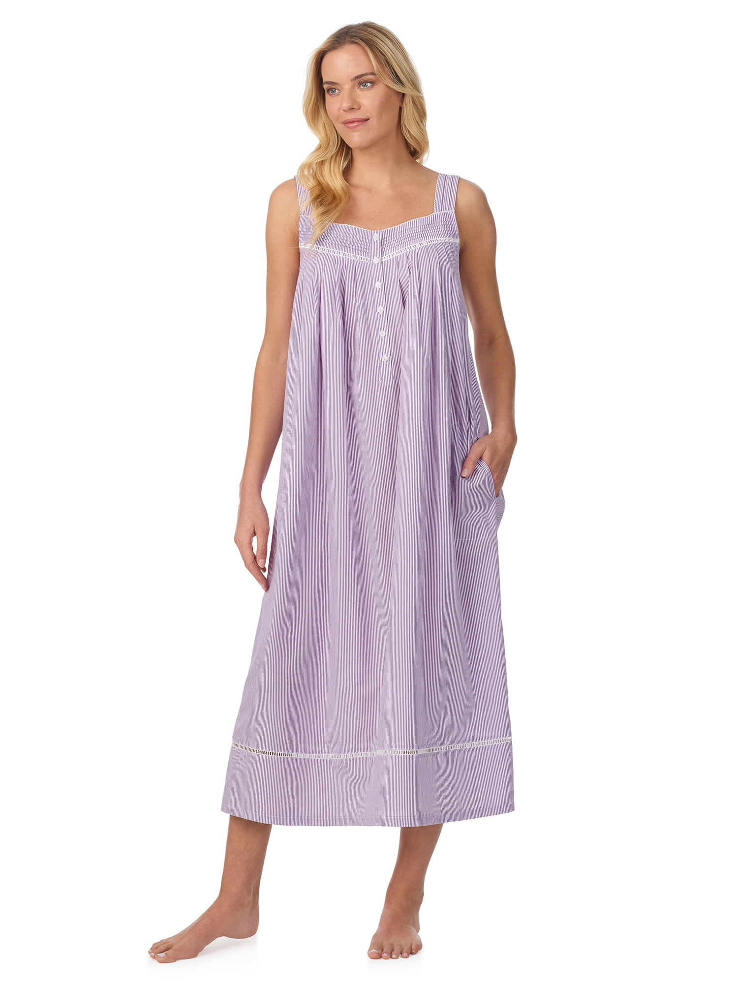 Aria Women's Lightweight Cotton Woven 50" Ballet Nightgown, Sizes XS-5X