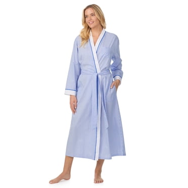 Aria Women's Lightweight Cotton Woven 52" Long Wrap Sleepwear Robe, Sizes XS-5X