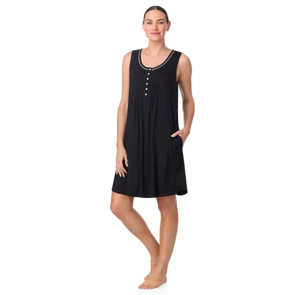 Aria Women’s Knit Scoop Neck Henley 36” Chemise, Sizes XS-5X