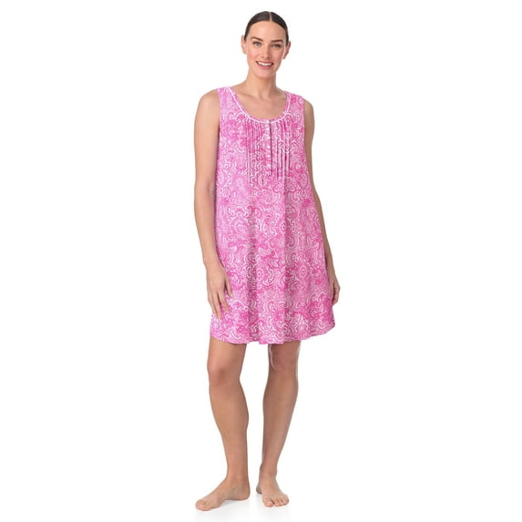 Aria Women’s Knit Scoop Neck Henley 36” Chemise, Sizes XS-5X