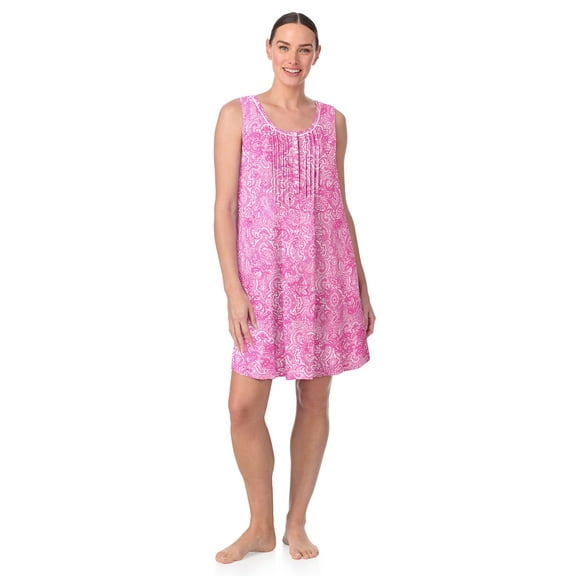 Aria Women’s Knit Scoop Neck Henley 36” Chemise, Sizes XS-5X