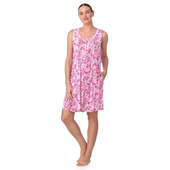 Aria Women’s Knit Scoop Neck Henley 36” Chemise, Sizes XS-5X