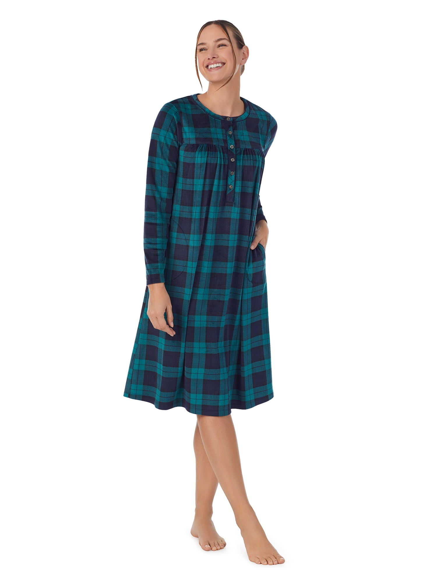 Aria Women's Knit Velour Long Sleeve Ballet Nightgown, Sizes S to 5X