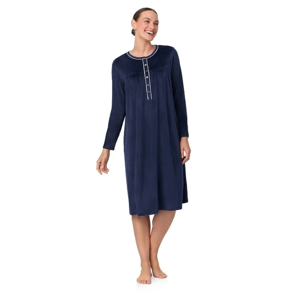 Aria Women’s Knit Velour Long Sleeve Ballet Nightgown, Sizes XS-5X