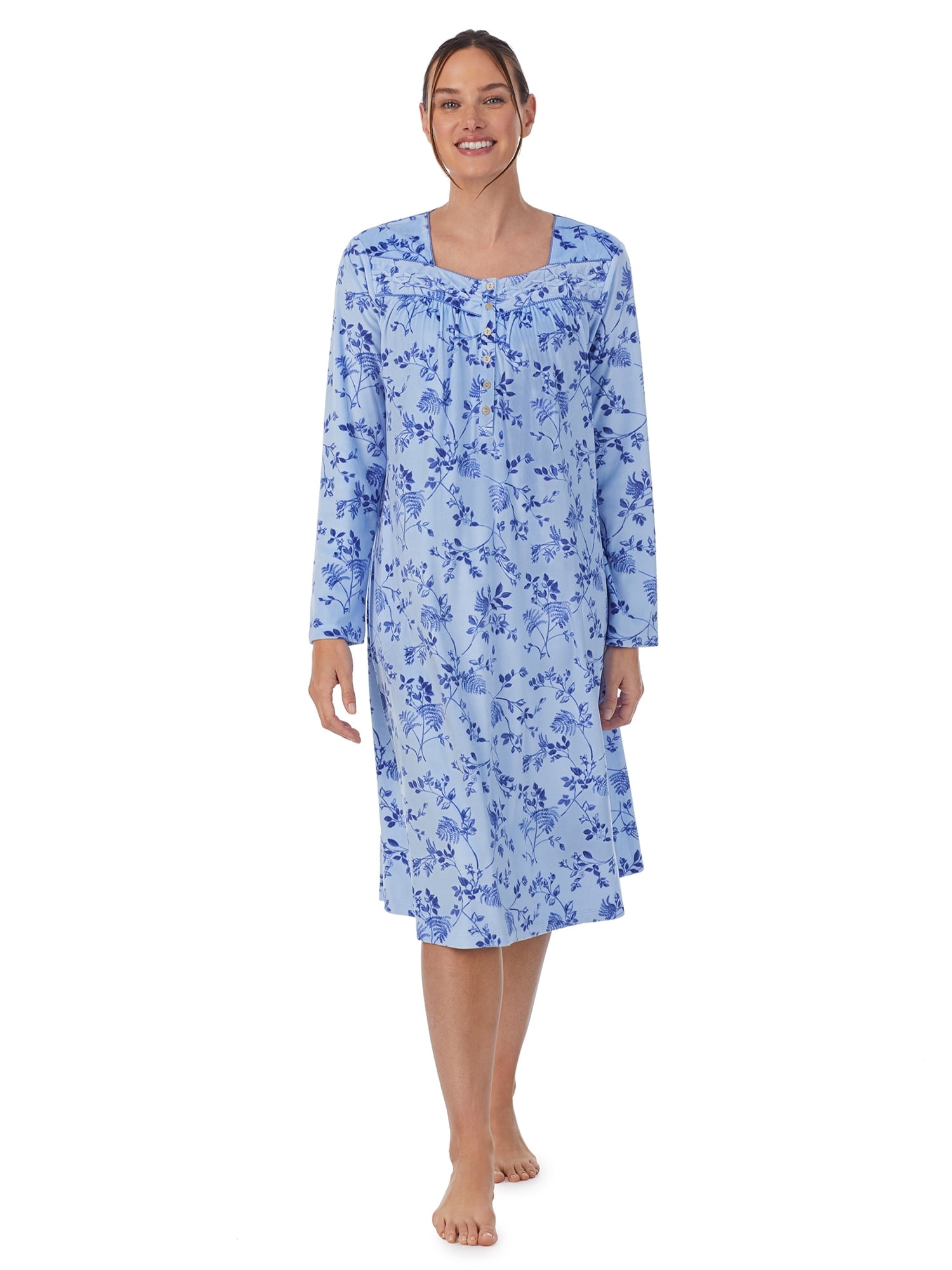 Aria women's Velour Nightgown - Long Sleeve Square Neck - Walmart.com