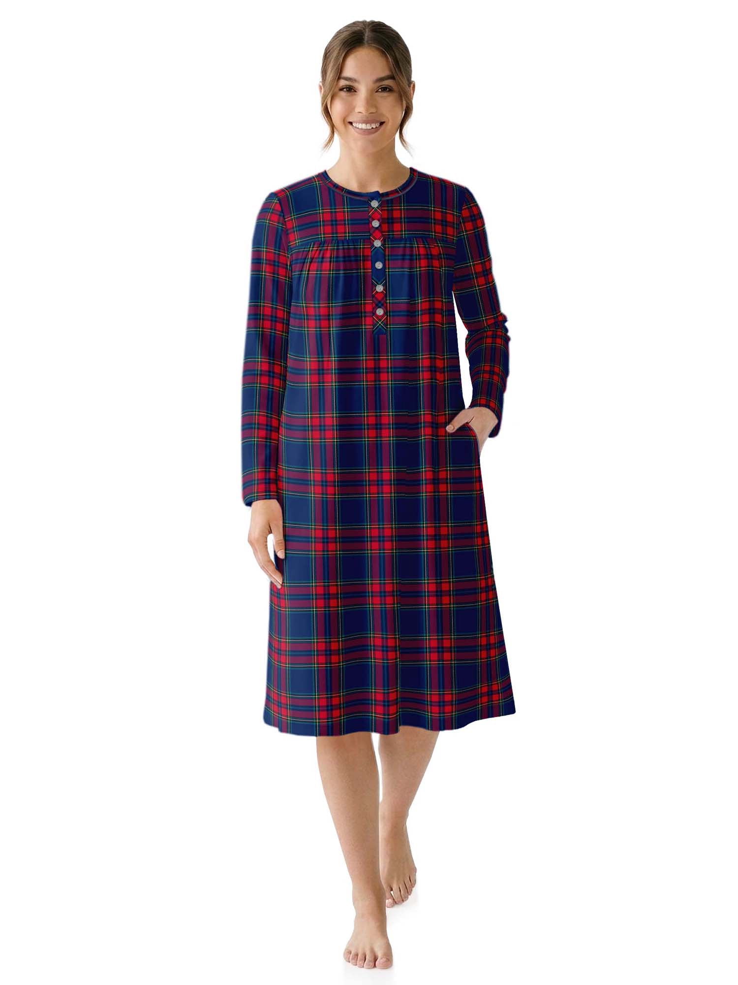 Aria Women’s Long Sleeve Stretch Velour 44" Sleepwear Nightgown, Sizes XS-5X