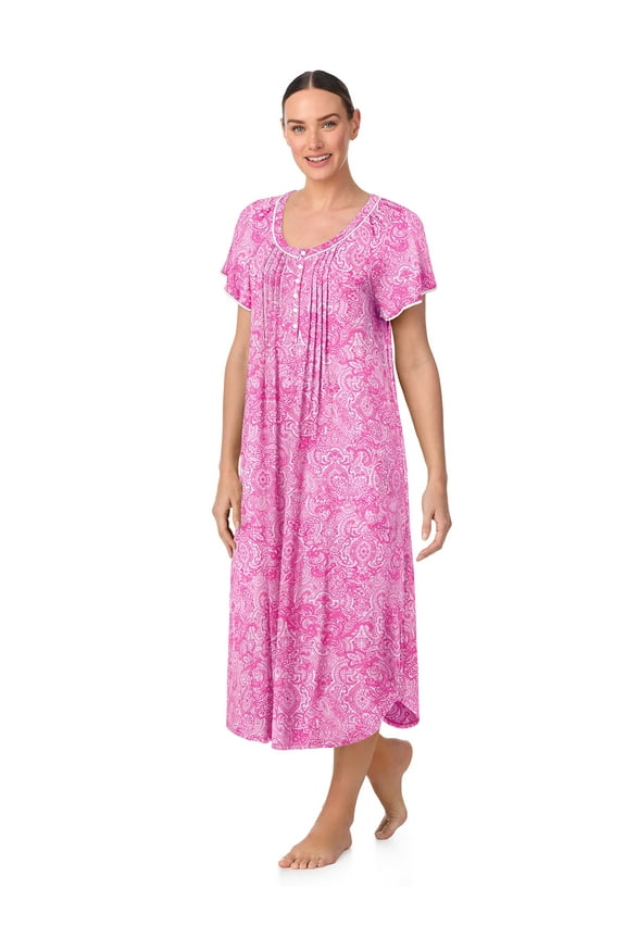 Women's Raglan Sleeve Scoop Neck 46" Nightgown, Sizes XS to 5X