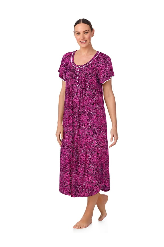 Women's Raglan Sleeve Scoop Neck 46" Nightgown, Sizes XS to 5X