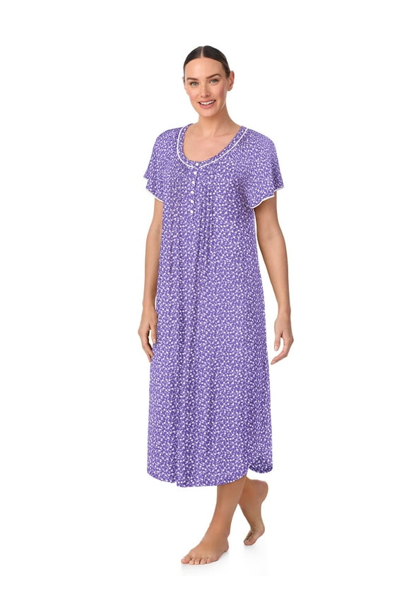 Women's Raglan Sleeve Scoop Neck 46" Nightgown, Sizes XS to 5X