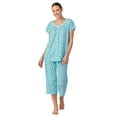 thumbnail image 1 of Aria Women's Short Sleeve 100% Cotton Cropped Pajama Set with Pockets, Sizes S-3X, 1 of 7