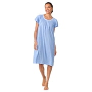 Aria Women's 100% Cotton Raglan Sleeve Smocked Neck 40" Sleepwear Gown, Sizes XS-5X