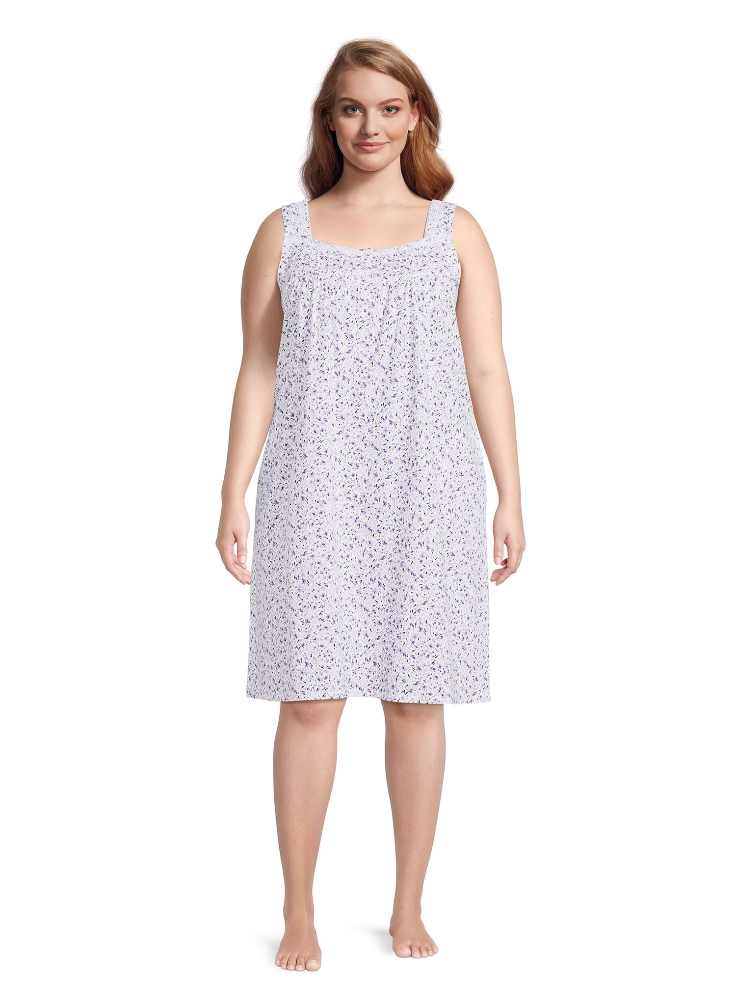 Aria Women's Sleeveless 100% Cotton Nightgown, Sizes S-4X 