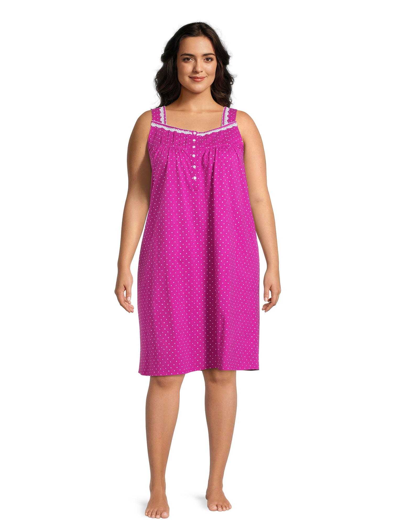 Aria Women's 100% Cotton Sleeveless 40" Nightgown, Sizes XS-5X