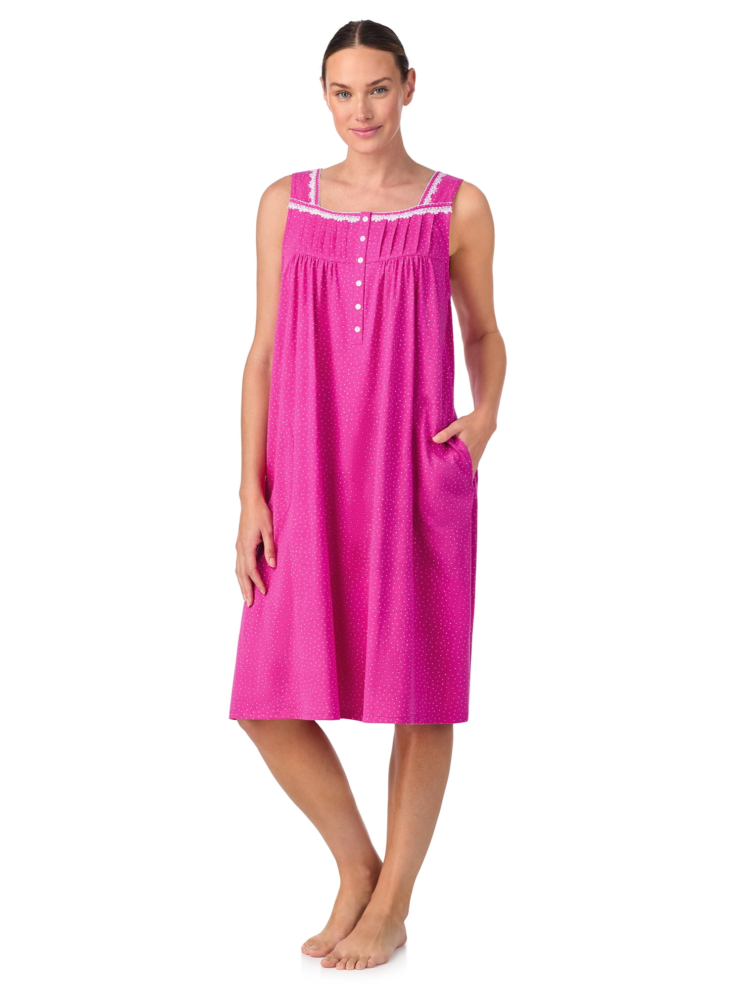Aria Women's 100% Cotton Sleeveless 40" Nightgown, Sizes XS-5X